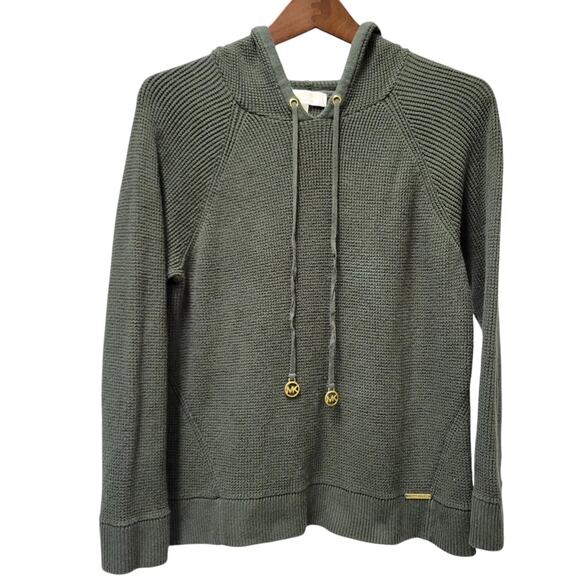 This is a MICHAEL Michael Kors Olive Hooded Sweater Sz XL - Picture 1 of 6